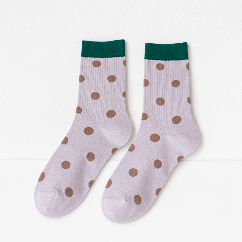 CouldNook Cozy Polka Dot Sheer Crew Socks - Soft Statement Accent