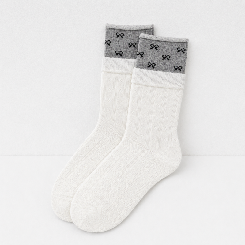 CouldNook Cozy Pattern Band Crew Socks - Warm Shoe Accent