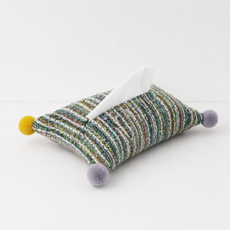 CouldNook Pom-Pom Fabric Tissue Bag - Aesthetic Textured Storage Case
