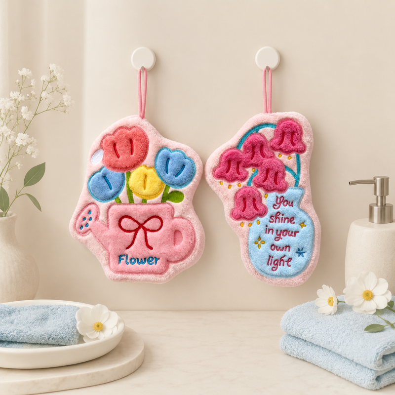 CouldNook Floral Hanging Towel - Absorbent Home Textile