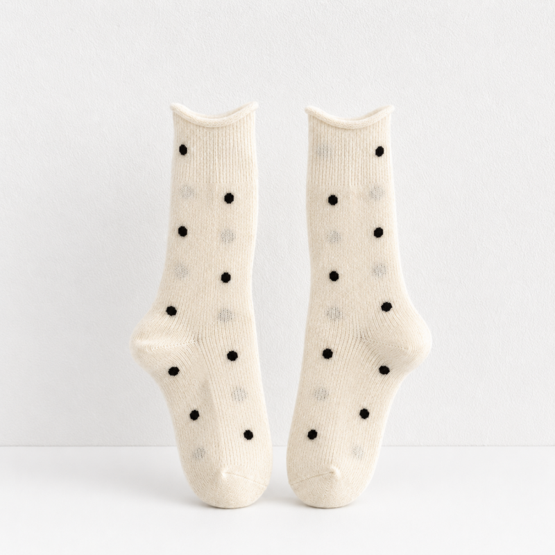 CouldNook Cozy Polka Dot Textured Crew Socks - Playful Drawer Accent