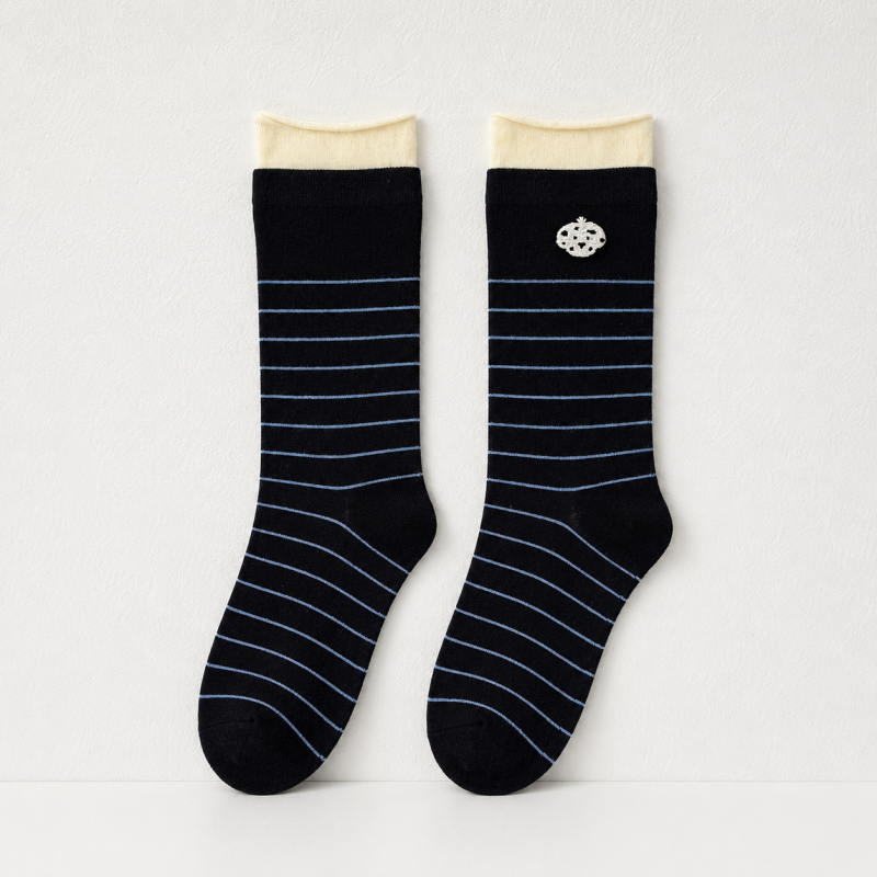 CouldNook Cozy Stripe Logo Crew Socks - Everyday Lounge Accent