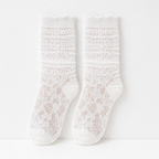 CouldNook Cozy Lace Pattern Crew Socks - Dress Shoe Accent