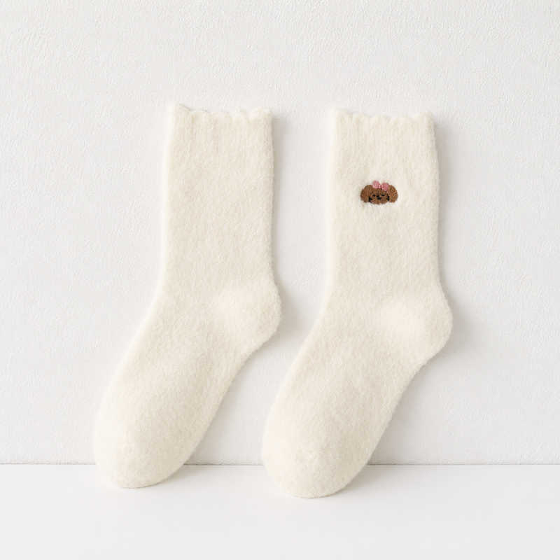 CouldNook Cozy Animal Patch Plush Socks - Warm Home Accent