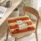 CouldNook Cartoon Puppy Striped Fleece Square Seat Chair Cushion- Non-Slip Winter Chair Pad