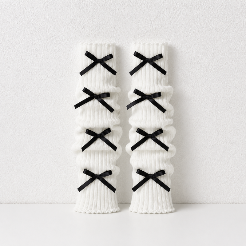 CouldNook Plush Bow Leg Warmer Socks - Cozy Footwear Accent