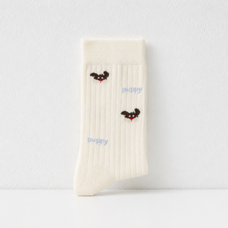 CouldNook Puppy Motif Crew Socks - Everyday Shoe Accent