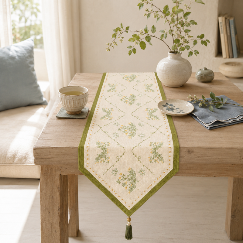 CouldNook Linen Blend Table Runner - Warm Home Decor