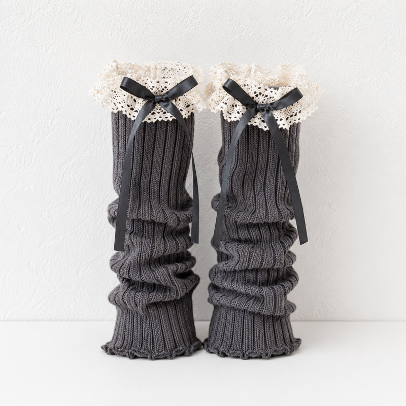 CouldNook Ruffle Bow Slouch Socks - Winter Shoe Accent