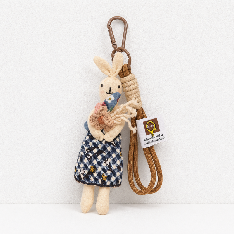 CouldNook Bunny Doll Fabric Charm - Aesthetic Artisan Bag Pendant