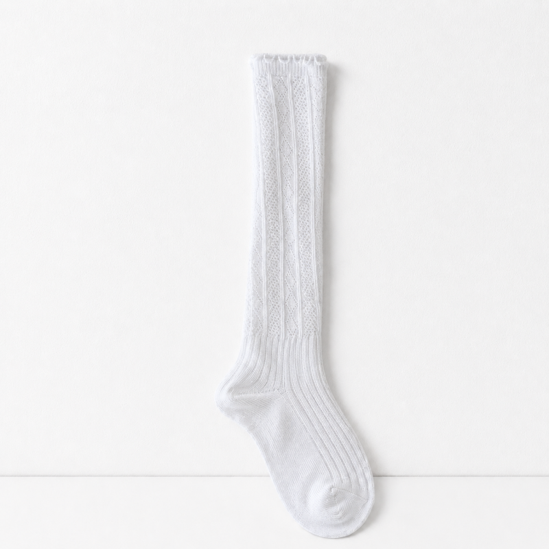 CouldNook Lace Texture Mid Crew Socks - Dress Shoe Accent