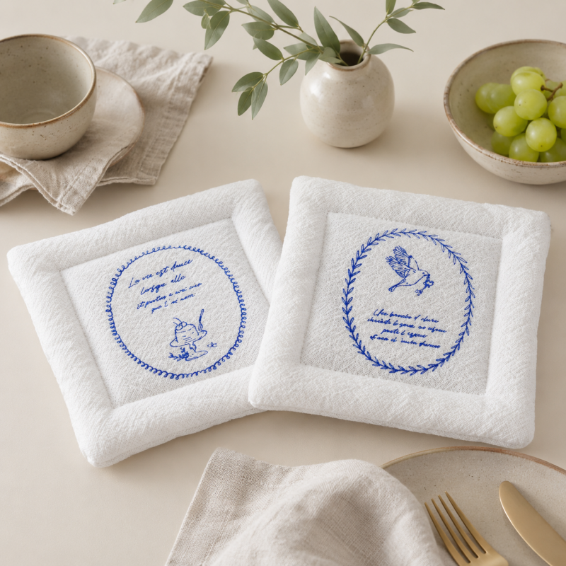 CouldNook French Fabric Coaster - Aesthetic Floral Table Mat
