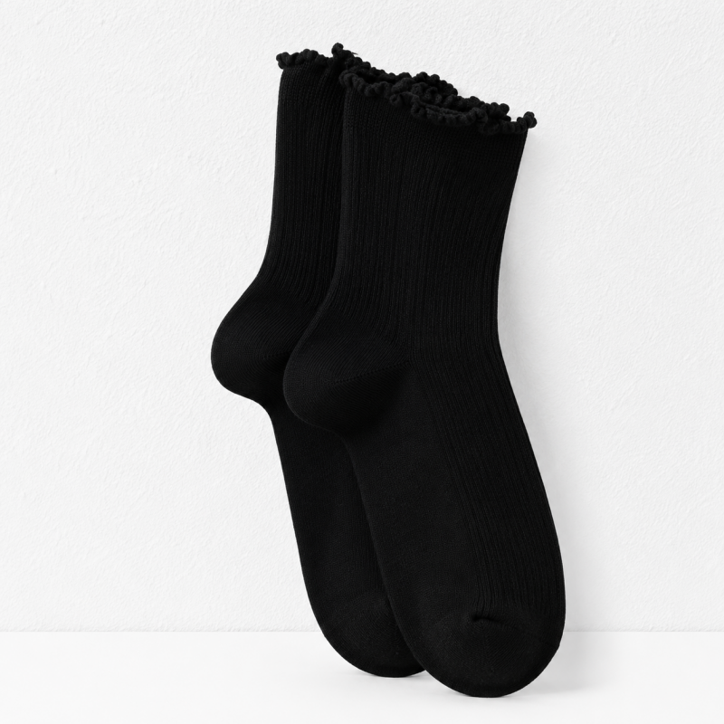 CouldNook Cozy Ruffle Ribbed Ankle Socks - Soft Sneaker Accent
