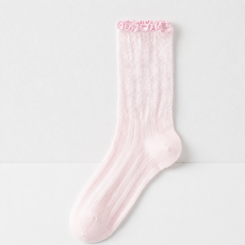CouldNook Cozy Sheer Lace Ruffle Crew Socks - Gentle Layering Accent