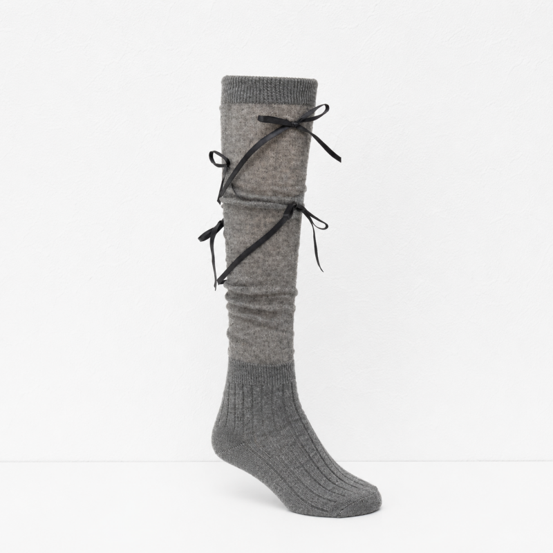 CouldNook Lace Up Mesh Mid Calf Socks - Skirt Styling Accent