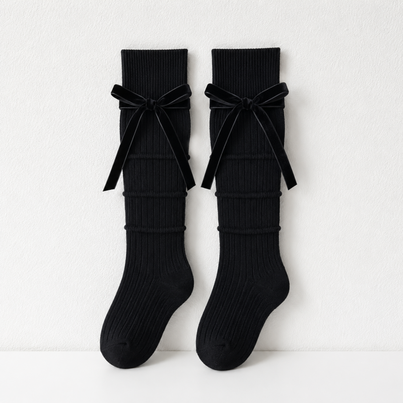 CouldNook Side Lace Up Knee Socks - Dress Shoe Accent