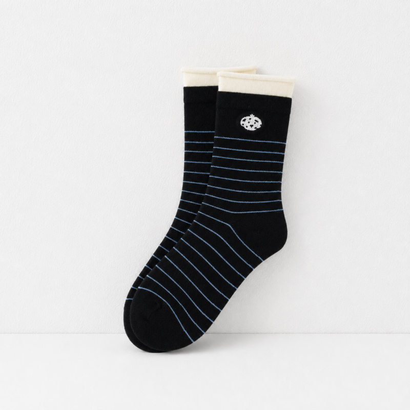 CouldNook Striped Patch Crew Socks - Casual Drawer Accent