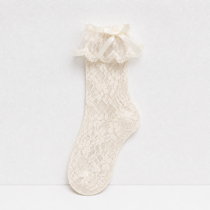 CouldNook Lace Ruffle Crew Socks - Gentle Shoe Accent