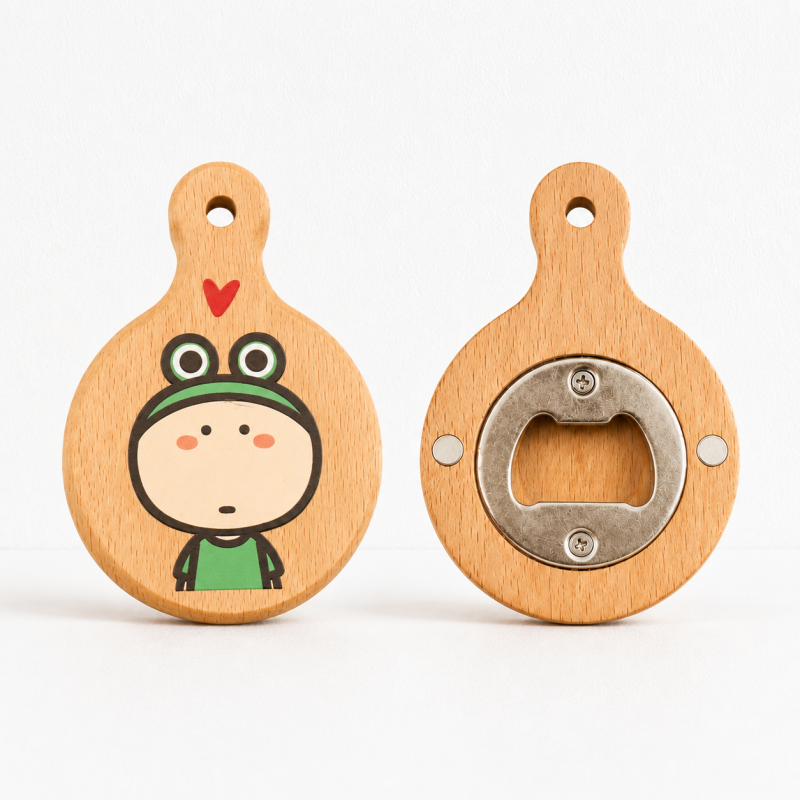 CouldNook Clown Puppy Solid Wood Magnetic Bottle Opener - Kitchen Fridge Magnet