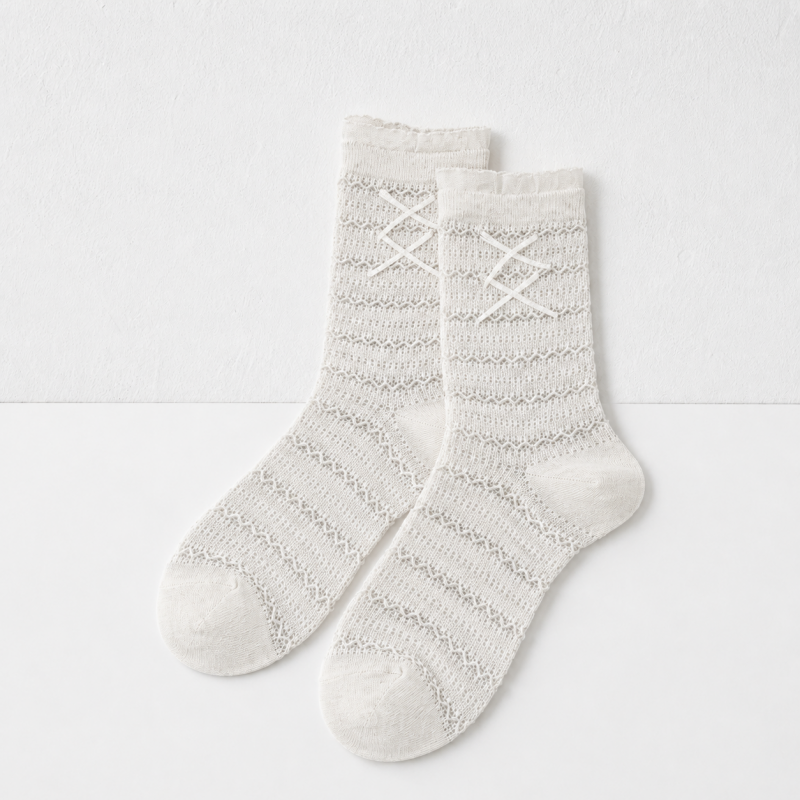 CouldNook Cozy Lace-Up Textured Crew Socks - Everyday Home Accent