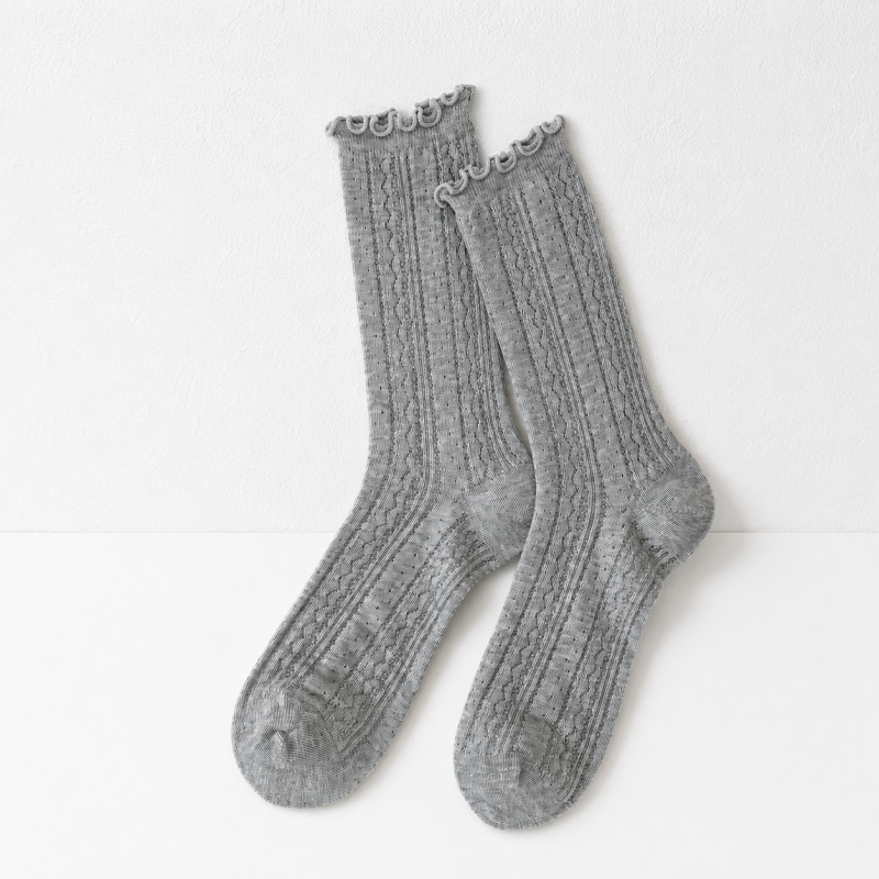 CouldNook Cozy Ruffled Ribbed Crew Socks - Soft Shoe Accent