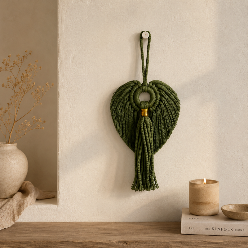 CouldNook Macrame Angel Wing Ornament - Window & Wall Accent Decor