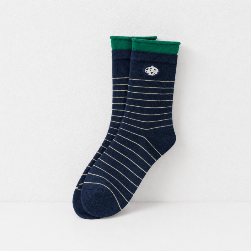 CouldNook Striped Patch Crew Socks - Casual Drawer Accent