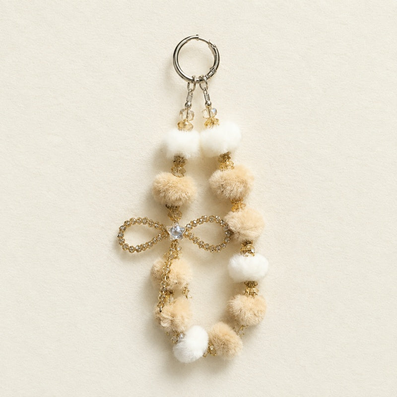 CouldNook Fluffy Pom Lanyard - Crystal Phone Charm