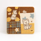 CouldNook Cartoon Dog Plaid Splicing Fleece Square Seat Chair Cushion- Non-Slip Winter Chair Pad