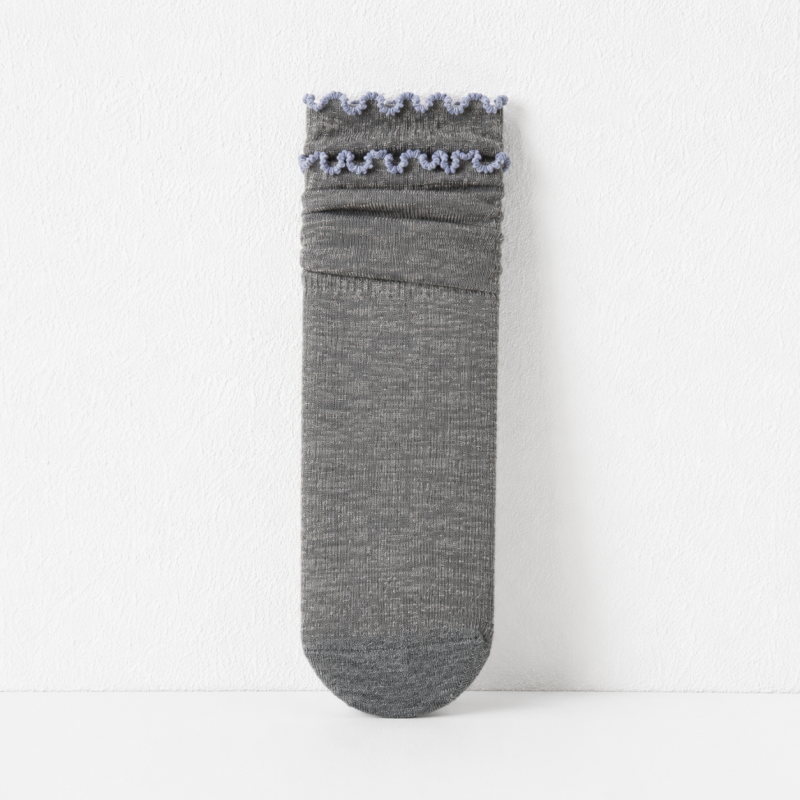 CouldNook Sheer Floral Crew Socks - Soft Flat Shoe Accent