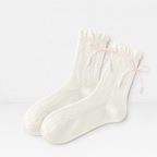 CouldNook Cozy Lace-Up Ruffle Crew Socks - Soft Dress Accent