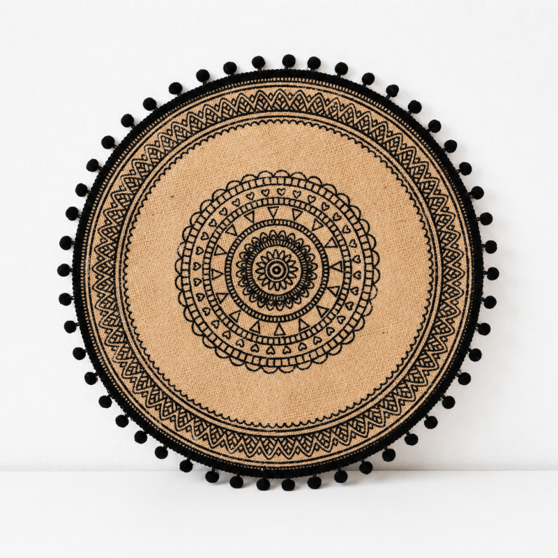 CouldNook Round Jute Woven Placemat - Fringed Tassel Table Pad