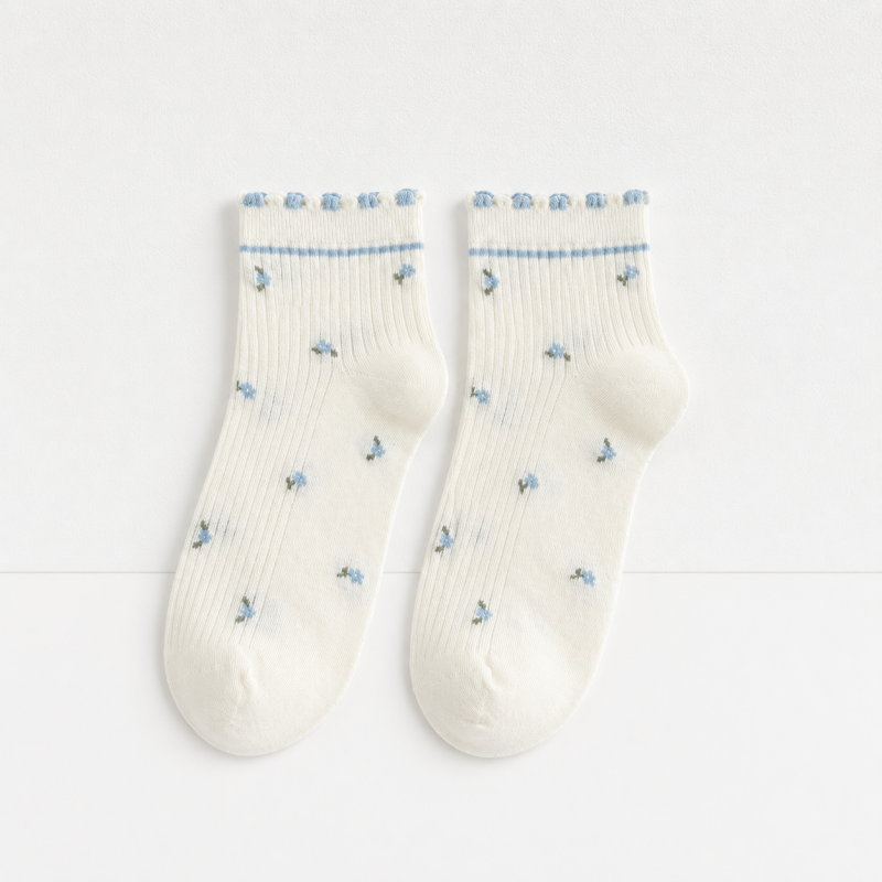 CouldNook Cozy Ruffle Cuff Textured Crew Socks - Soft Lounge Accent
