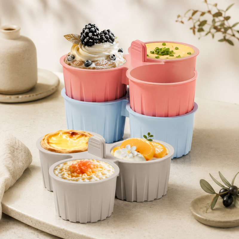 CouldNook 3-Cavity Silicone Egg Steaming & Baking Cup Mold - Kitchen Storage