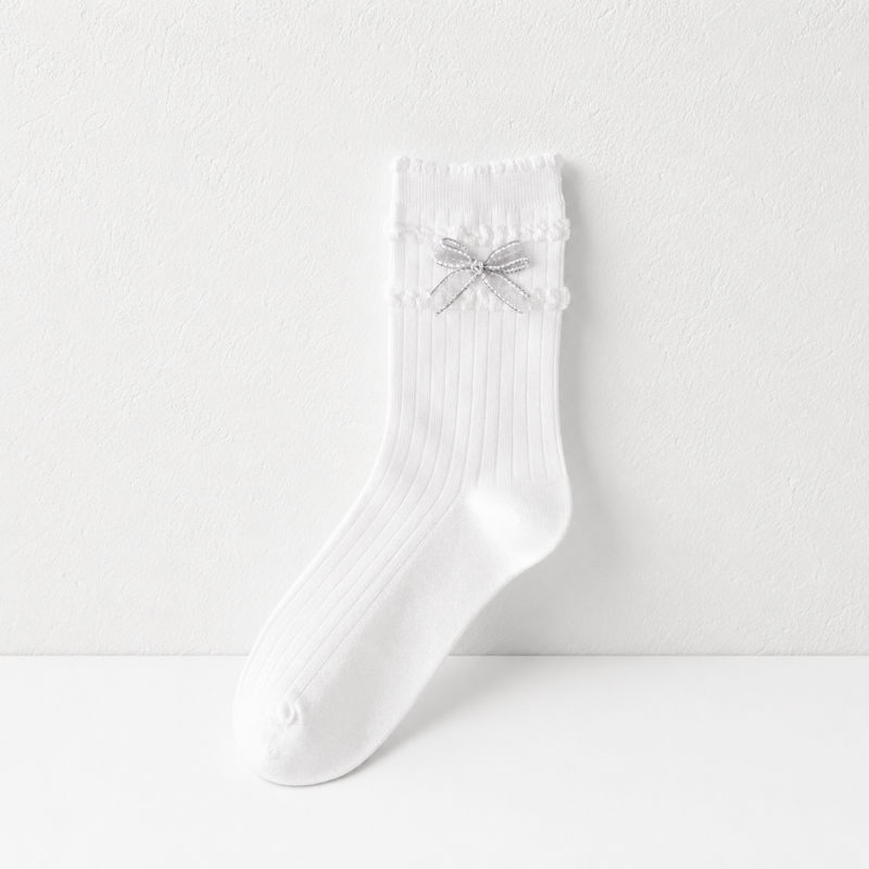 CouldNook Bow Accent Crew Socks - Soft Wardrobe Essential