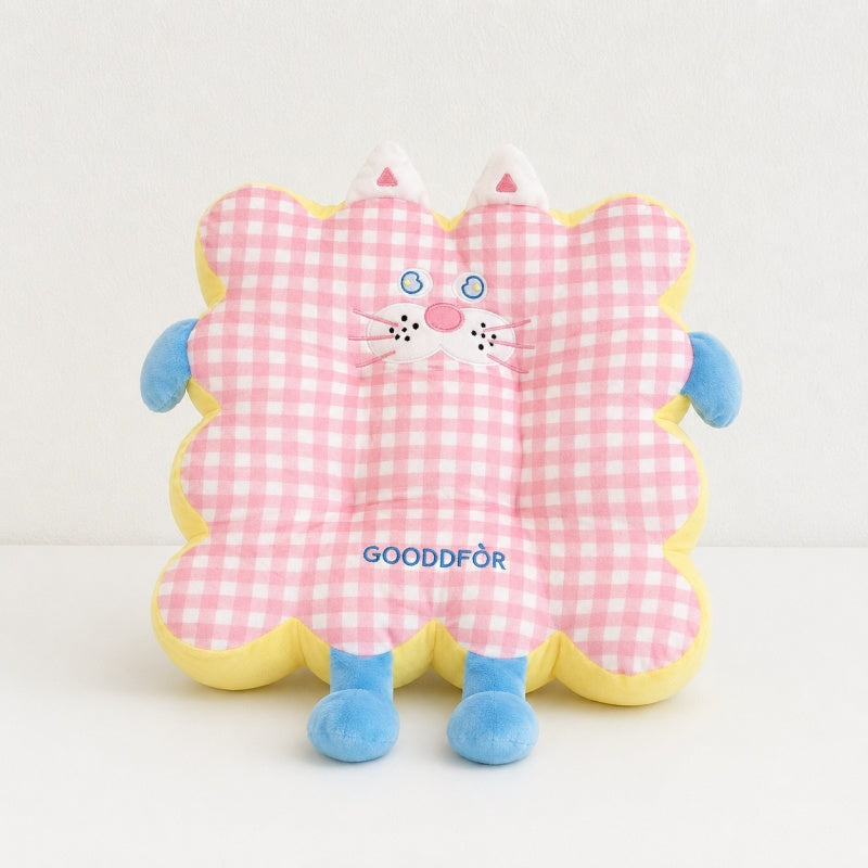 CouldNook Cozy Plaid Plush Square Shaped Seat Cushion - Soft Scalloped Chair Pad