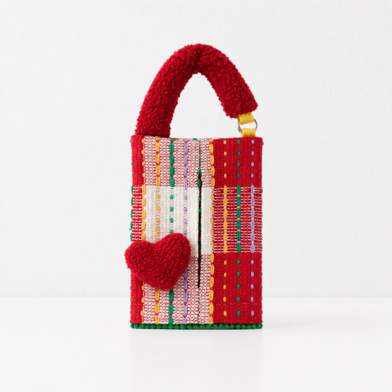 CouldNook Heart Motif Tissue Bag - Aesthetic Hanging Fabric Case