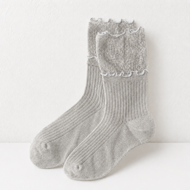 CouldNook Cozy Lace Ruffle Crew Socks - Romantic Shoe Accent