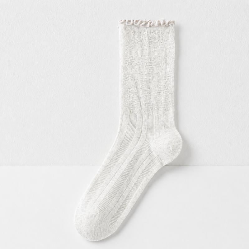 CouldNook Cozy Sheer Lace Ruffle Crew Socks - Gentle Layering Accent