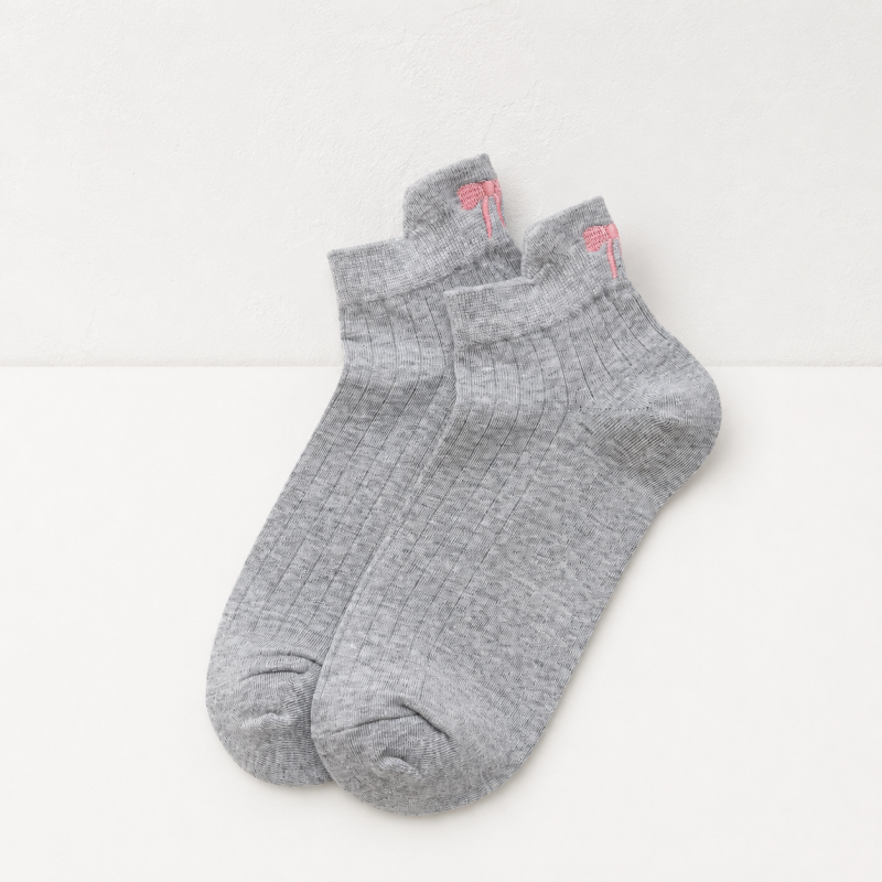 CouldNook Cozy Bow Motif Ankle Socks - Soft Drawer Accent