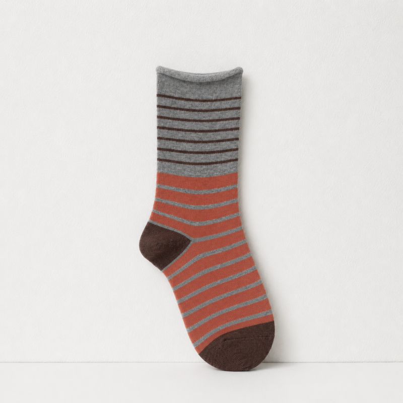 CouldNook Cozy Mixed Stripe Crew Socks - Warm Drawer Accent