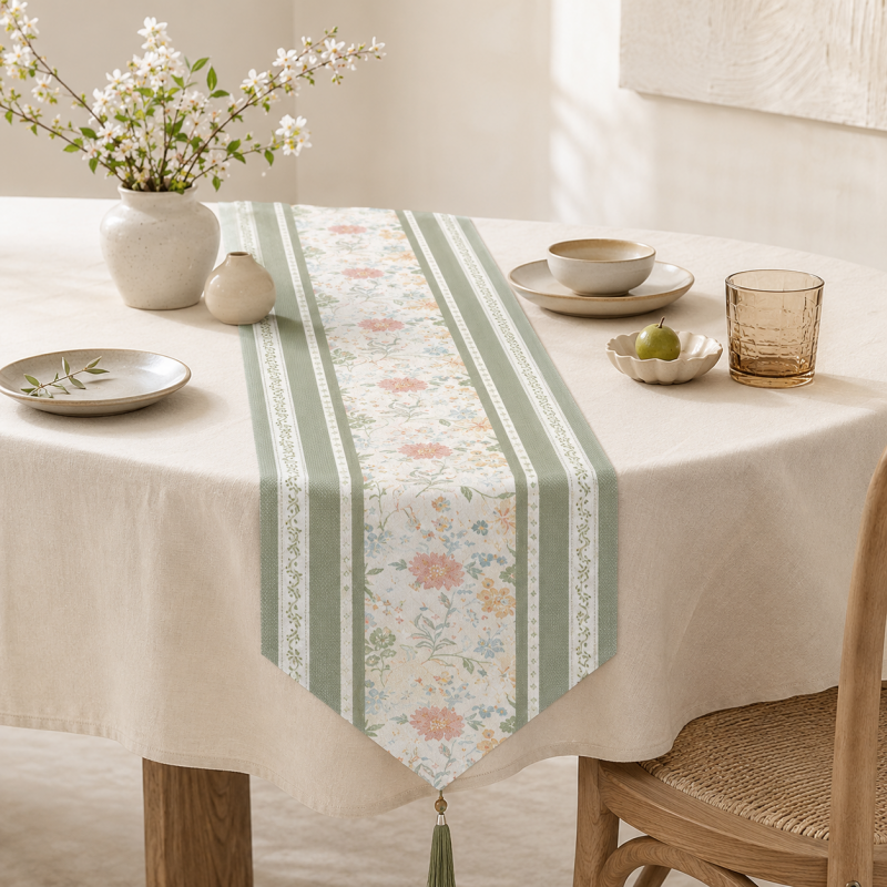 CouldNook Elegant Linen Blend Texture Table Runner - Warm Home Decor