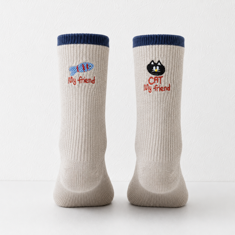 CouldNook Cozy Cat Graphic Crew Socks - Playful Shoe Accent