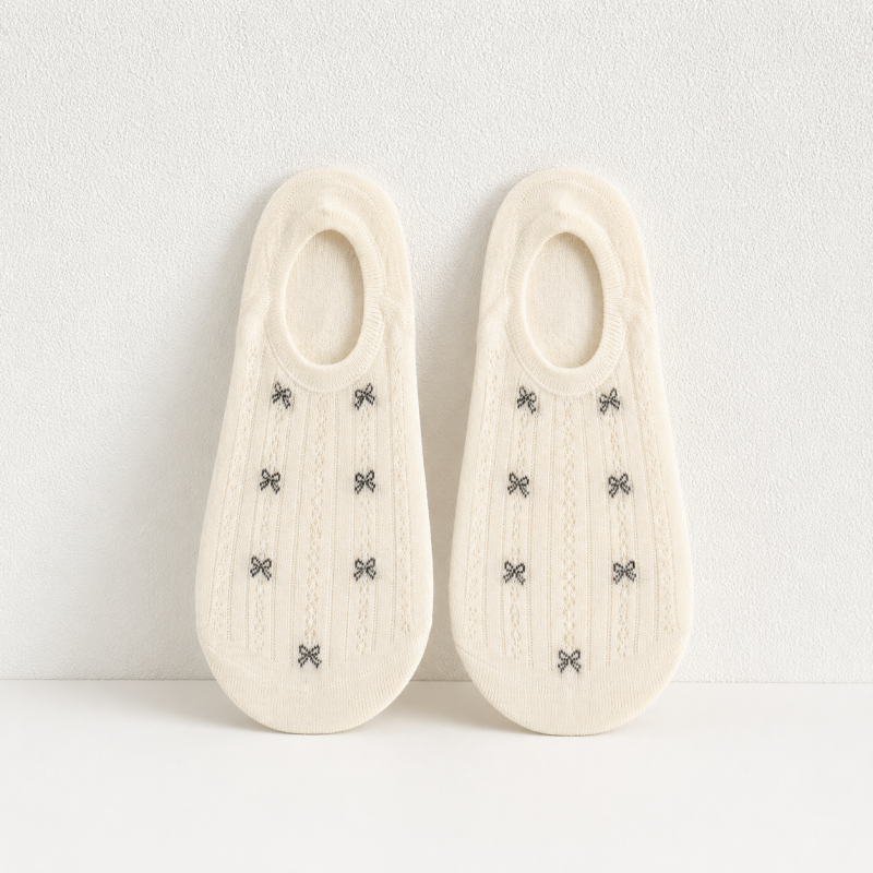 CouldNook Bow Pattern Mesh Ankle Socks - Soft Everyday Accent