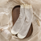 CouldNook Sheer Pattern Ankle Socks - Mary Jane Accent