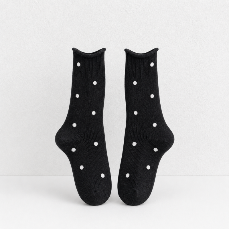 CouldNook Cozy Polka Dot Textured Crew Socks - Playful Drawer Accent