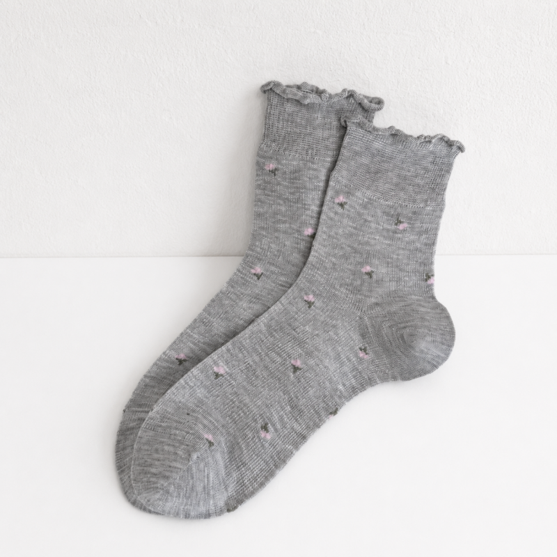 CouldNook Cozy Tiny Motif Sheer-Look Crew Socks - Soft Shoe Accent