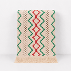 CouldNook Geometric Woven Linen Table Runner - Boho Striped Tassel Decor