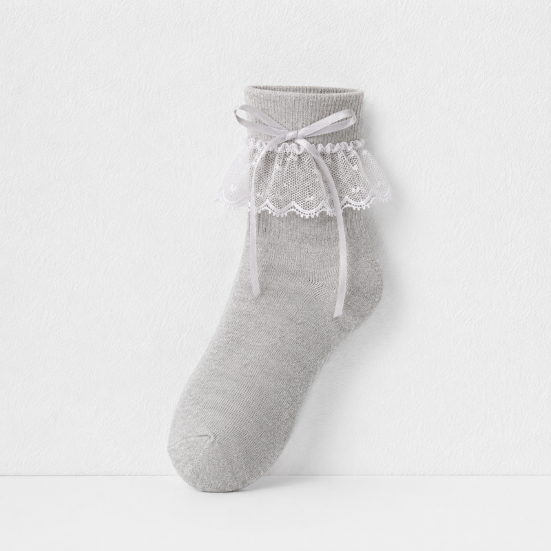 CouldNook Sheer Bow Ruffle Ankle Socks - Soft Shoe Accent
