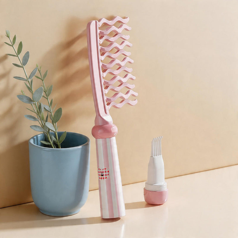 CouldNook Aesthetic Pastel Wavy-Tooth Comb - Volumizing Styling Comb with Cleaning Tool